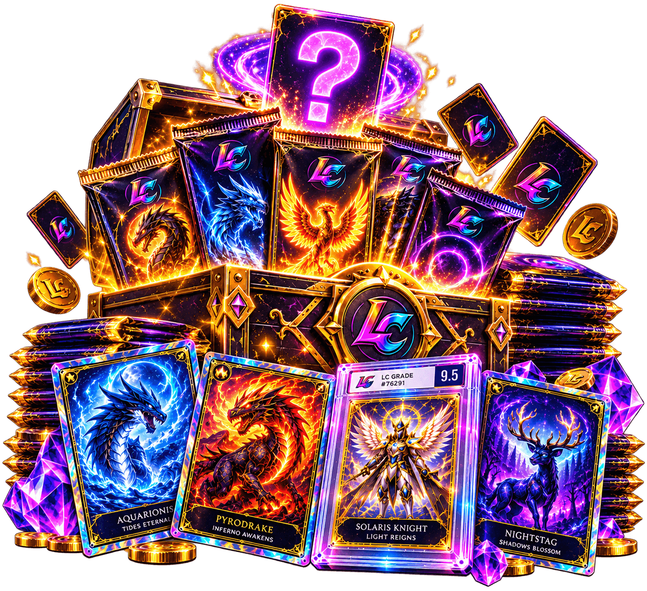 Mystery prize draw pack and graded Lucardio cards